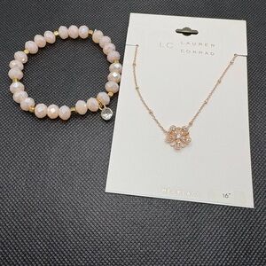 Pretty in pink 16” necklace and stretch bracelet set